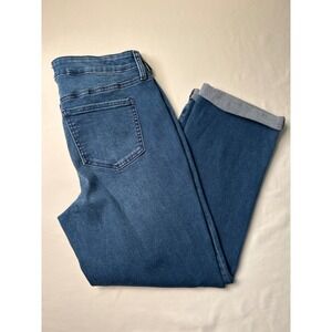 NYDJ Womens Mid RIse Straight Leg Cropped Cuffed Jeans Size 4 Stretch Classic